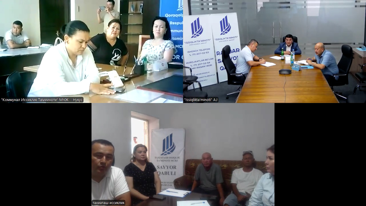 “Issiqlikta’minoti” AJ Boshqaruv raisi Ilhom To‘rayev Qoraqalpog‘iston Respublikasi aholisi uchun Zoom platformasi orqali navbatdagi sayyor qabul o‘tkazdi